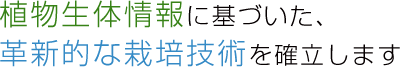 植物生体情報に基づいた、革新的な栽培技術を確立します